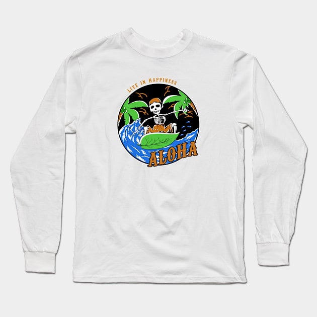 Surfing skull Long Sleeve T-Shirt by Darts design studio